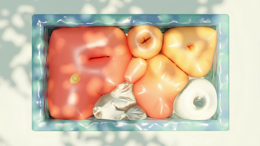 애플사이다 비니거와 장 건강 모형 이미지